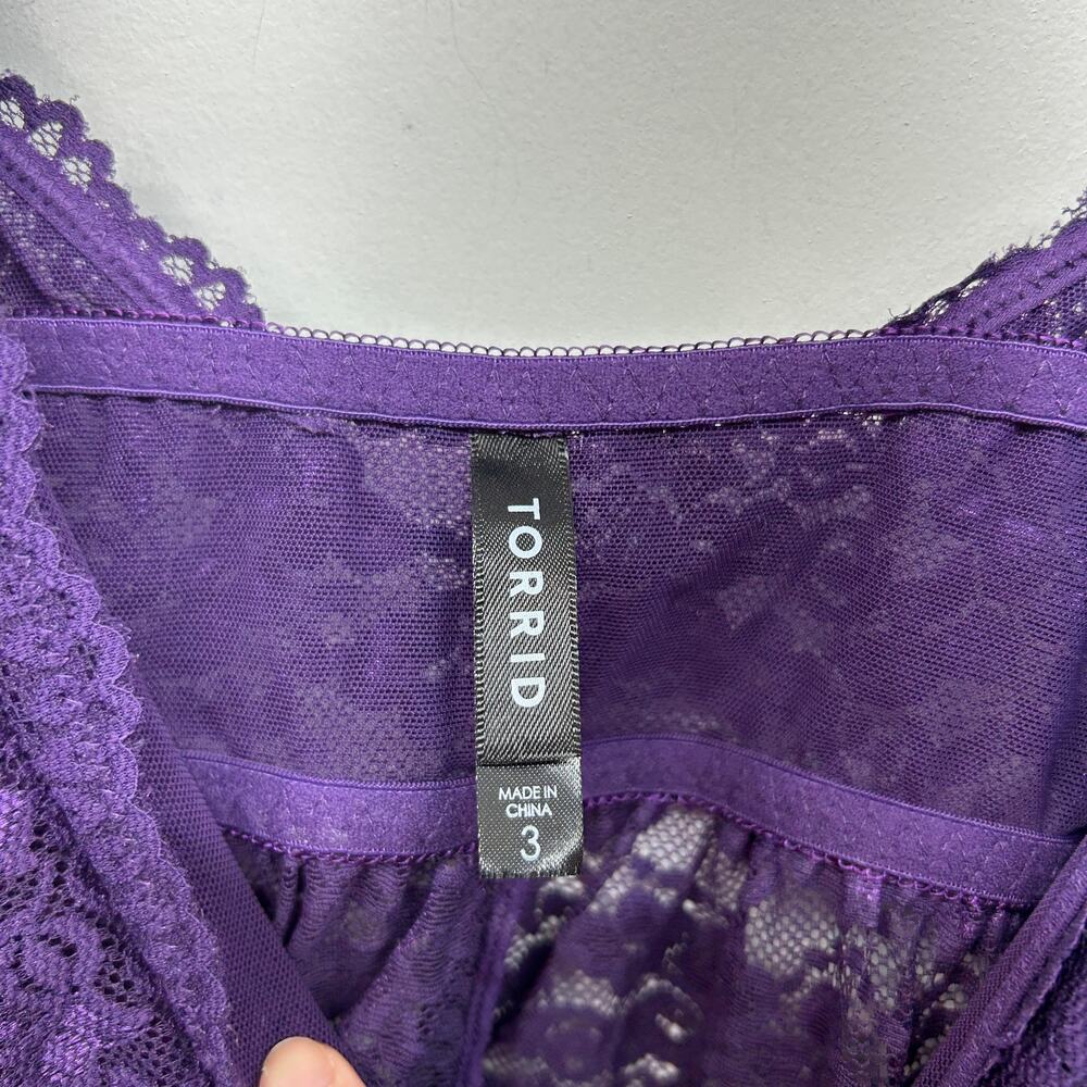 Torrid Purple Lace Teddy Plus Size 3X Lingerie Sexy Sheer - Picture 5 of 5